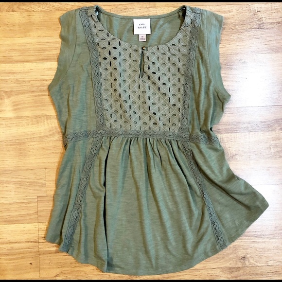 Knox Rose Tops - KNOX ROSE: Olive Short Sleeve Blouse-Medium